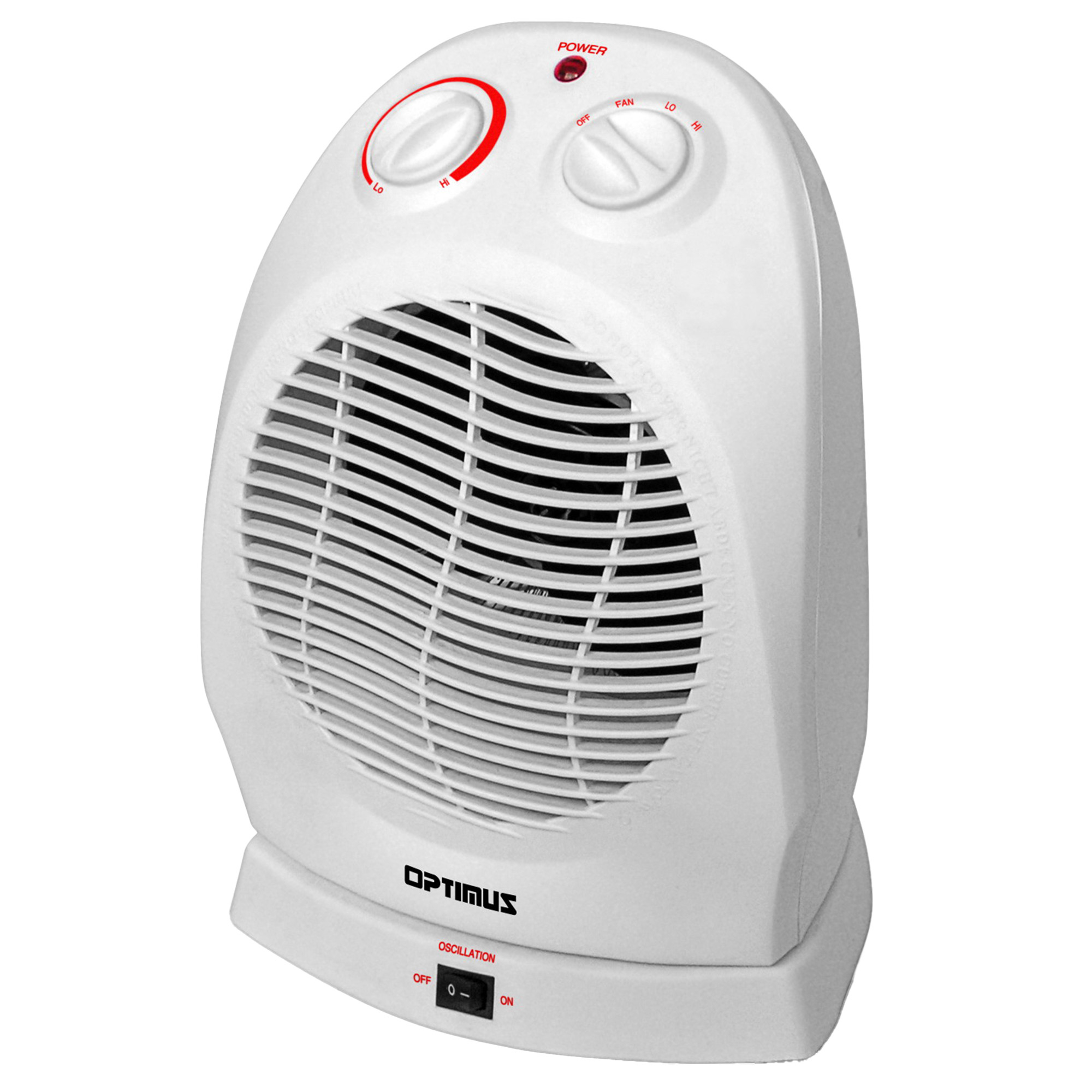 Optimus Portable Oscillating Fan Heater — 1,500W Max, Thermostat, 2 Heat Settings, Model# H-1382